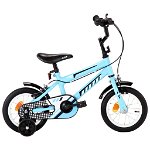 Bicicletă pentru copii, negru și albastru, 12 inci