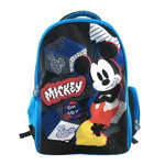 Ghiozdan Mickey Mouse pentru clasele 1-4, albastru-negru, 46H x 32 x 14 cm