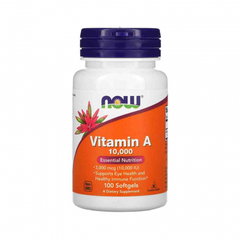 Vitamina A, 10,000 UI, 100 gelule moi, Now Foods, NOW FOODS