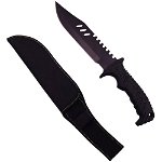 Cutit de vanatoare IdeallStore®, Tactical Rambo, 32 cm, negru, teaca inclusa, IdeallStore