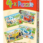 Puzzle 4 in 1 (8+12+15+20 piese) Funny Trains 43033