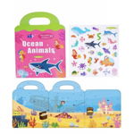 Carte Puzzle cu 34 stickere reutilizabile, Animale Marine, toy