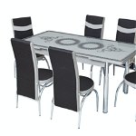 Set masa extensibila cu 6 scaune Arta Table Oriental White