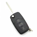 Audi - carcasa cheie tip briceag cu 3+1 butoane, buton de panica si baterie 2032 - CARGUARD, Carguard