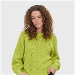 Vero Moda, Pulover din amestec de lana cu perforatii, Verde lime, S