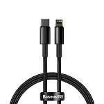 Cablu de date, Baseus, USB-C la Lightning, 20 W, 5 A, PD, 2 m, Negru