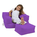 Set fotoliu si taburet pentru copii, Bean Bag, Ferndale, 65x50x40 cm, poliester impermeabil, mov, Ferndale