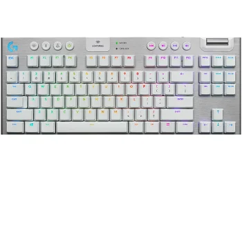Tastatura Gaming Wireless mecanica LOGITECH G915 TKL Tactile, Bluetooth, USB, Layout US INT, alb