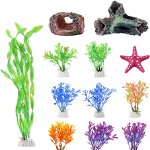 Set de 12 decoratiuni pentru acvariu Filhome, rasina/plastic, multicolor