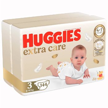 Pachet Scutece Huggies Extra Care 3, Mega, 6-10 kg, 144 buc, Huggies