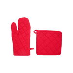 Set mănuși de cuptor și suport pentru oală Atmosphera Roșu Bumbac, Atmosphera