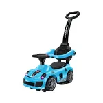 Masinuta de impins Go Kart pentru copii, maner de impins pentru parinti,bara de protectie, volan cu butoane muzica , culoare albastru, Go Kart