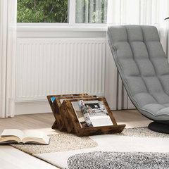Raft pentru reviste vidaXL, 53 x 40 x 28.5 cm, Lemn compozit, Stejar fumuriu