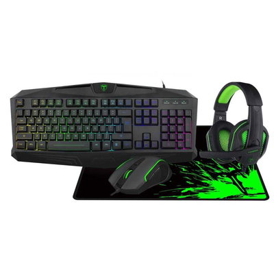 Kit gaming T-Dagger Legion 4 in 1 RGB 1.5m 19 taste fara conflict mouse 3200 DPI 12G 125Hz LED 6 butoane USB casti 108dB 2x jack 3.5mm