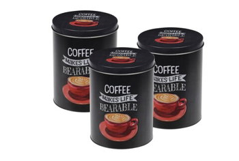 Set 3 recipiente pentru cafea Coffee Bearable, 10.5x14 cm, aluminiu, negru, Excellent Houseware