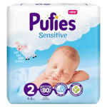 Scutece Pufies Sensitive, 2 Mini, Maxi Pack, 4-8 kg, 80 buc