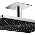 Palarie de dus Hansgrohe Rainmaker Select 460 cu 3 jeturi negru-crom si brat de tavan 100mm necesita set de baza, Hansgrohe