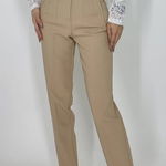 Pantaloni eleganti, ChicMe, cu talie inalta, Crem, FashionForYou