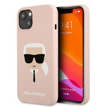 Husa Spate Karl Lagerfeld Compatibila Cu iPhone 13 Mini, Colectia Silicone Karl Head, Roz - 9027735