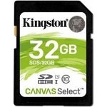 Card de memorie Kingston Canvas Select, SDHC, 32 GB, 80 MB/s Citire, 10 MB/s Scriere, Clasa 10 UHS-I U1