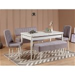 Set masă și scaune extensibile (5 bucăți) Vina 0701 - 4 - Anthracite, Atlantic Extendable Dining Table & Chairs Set 5, Alb, 77x75x120 cm, Vella