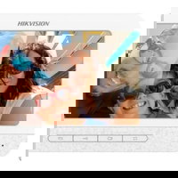 Kit videointerfon pe 4 fire Hikvision DS-KIS212, 1 familie, ecran 7 inch, IR 3 m, microfon si difuzor, plug and play, aparent, HikVision