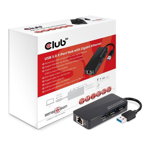 Hub USB Club3D, 3x USB 3.0, Gigabit Ethernet CSV-1430 (Negru), Club 3D