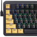 Tastatura gaming mecanica Redragon Elf PBT iluminare RGB switch-uri aurii, Neagra