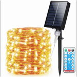 Ghirlanda Luminoasa Solara din Cupru 30M, cu 300 MiniLED-uri, 8 Programe, telecomanda, Tenq.ro