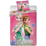 Set lenjerie pat copii Frozen Elsa and Anna 100x135 + 40x60 SunCity, SunCity