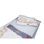 Set lenjerie Teddy Friends MyKids, 120 x 60 cm, 3 piese, bumbac/poliester, Gri