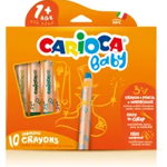 Creioane colorate CARIOCA Baby 1+, 3 in 1, 10 culori/cutie, ascutitoare inclusa, Carioca