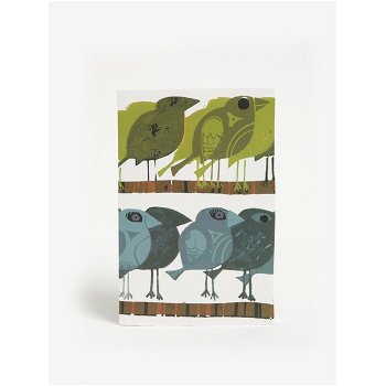 Carnet verde & albastru cu print pasari - Magpie Family of Birds