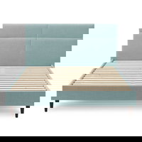 Pat matrimonial 160x200 cm turcoaz tapițat cu somieră Elyna – Bobochic Paris, Bobochic Paris