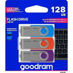 Memorie USB GOODRAM memory USB UCO2 128GB USB 2.0 Blue/White, Citire 20 MB/s,Scriere 5 MB/s