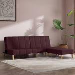 Canapea extensibila 2 locuri vidaXL, cu taburet, violet, textil, 200 x 84,5 x 69 cm, 25.9 kg
