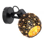 Spot metal negru mat, decoratiuni din cristal K9, abajur interior auriu, intrerupator, 1 bec, dulie E27, 54029-1, Globo, Globo Lighting