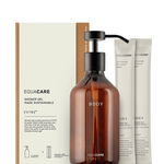 Set dispenser pentru gel de dus cu 2 rezerve, din PET reciclat si ingrediente naturale, Care Body, 350 ml