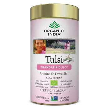 Ceai Tulsi Trandafir Dulce Antistres, 100g, Organic India, Organic India