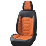 Set huse scaune auto, universale, piele ecologica negru cu portocaliu, fata-spate