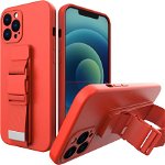 Telefon de telefon mobil Huawei Y6II înveliș din silicon carcasă sluță cu lanț Hurtel Rope case este o husă de silicon moale, echipată cu o curea de lanț, care poate fi folosită ca geantă sau cârlig pentru telefonul iPhone XR, de culoare roșie. Pent, Hurtel