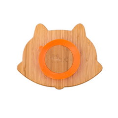 Set castron si farfurie vulpita din bambus pentru copii Oaki portocaliu, Oaki