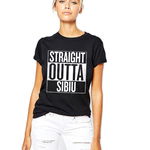 Tricou dama negru - Straight Outta Sibiu, THEICONIC