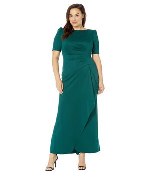 Imbracaminte Femei XSCAPE 34 Sleeve Long Scuba Dress with Side Ruching Hunter, XSCAPE