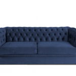 Canapea extensibila Chesterfield, 3 locuri, albastru petrol, 203x70x66 cm, LOTUSLAND