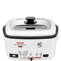 Multicooker, Tefal Versalio Deluxe FR495070, 2 litri, 9 programe, functie mentinere la cald, dezghetare, termostat reglabil, 1600 W, alb + negru