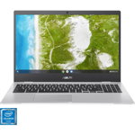 Laptop ASUS Chromebook CX1 CX1500CKA cu procesor Intel® Celeron® N4500, 15.6", Full HD, 8GB, 64GB eMMC, Chrome OS, Transparent Silver