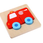 Mini Puzzle lemn masina de pompieri Tooky Toy, Tooky Toy
