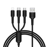 Cablu de incarcare Borofone, 3in1 MicroUSB/Lightning/USB-C, BX16 Easy, Negru, Borofone