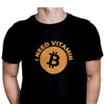 Tricou pentru barbati cu Bitcoin, Priti Global, imprimat cu mesaj amuzant, I need vitamin B, PRITI GLOBAL